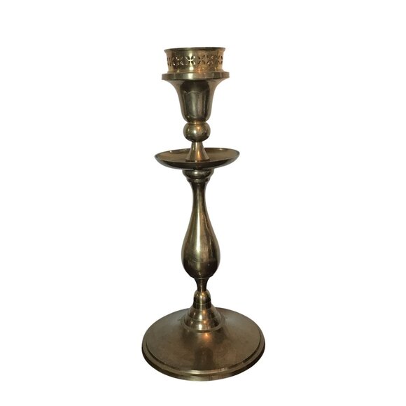 Vintage Large Brass Candlestick Holder 19" X 8" Heavy 4lb 11oz Statement Accents - Picture 1 of 11